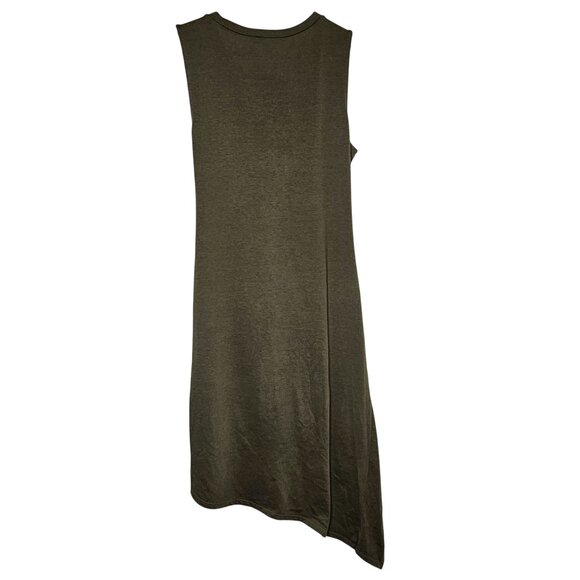 Trouvé Asymmetrical Olive Green Sleeveless Dress M Basic Stretchy‎ Boho Festival - Picture 2 of 11
